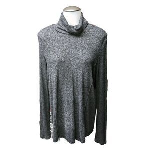 Anthropologie Saturday Sunday Top Large Turtleneck A-line Poly-blend Tunic Grey